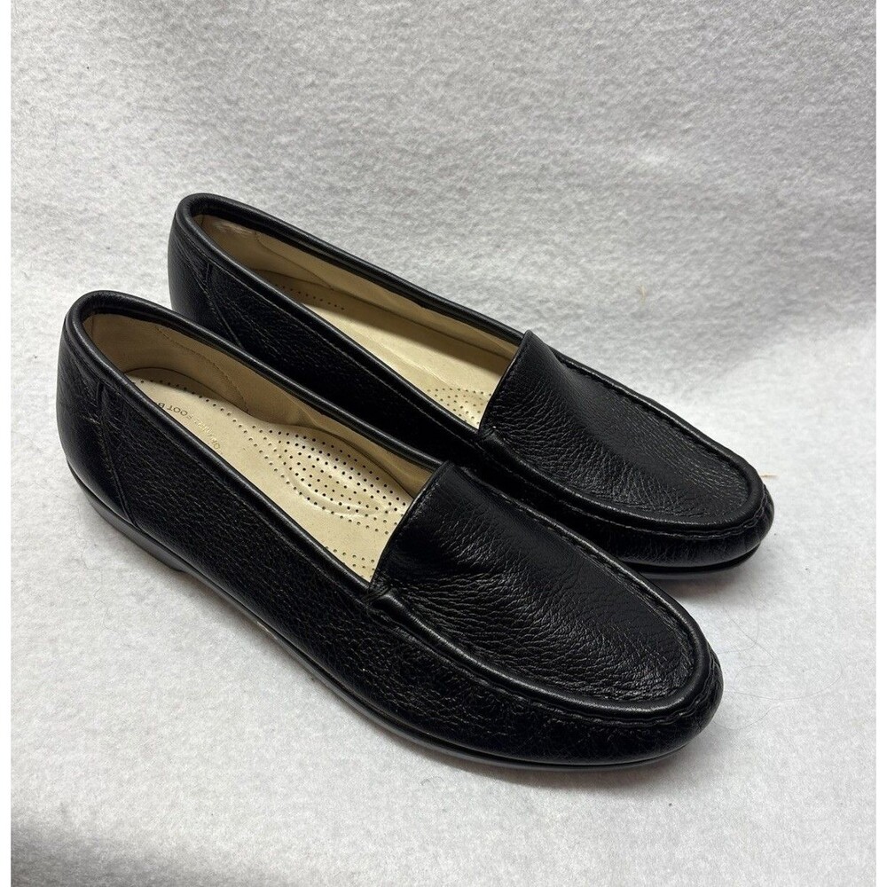 SAS Simplify Leather Slip-On Loafer Tripad Comfort Shoes Black Women's 9M EUC